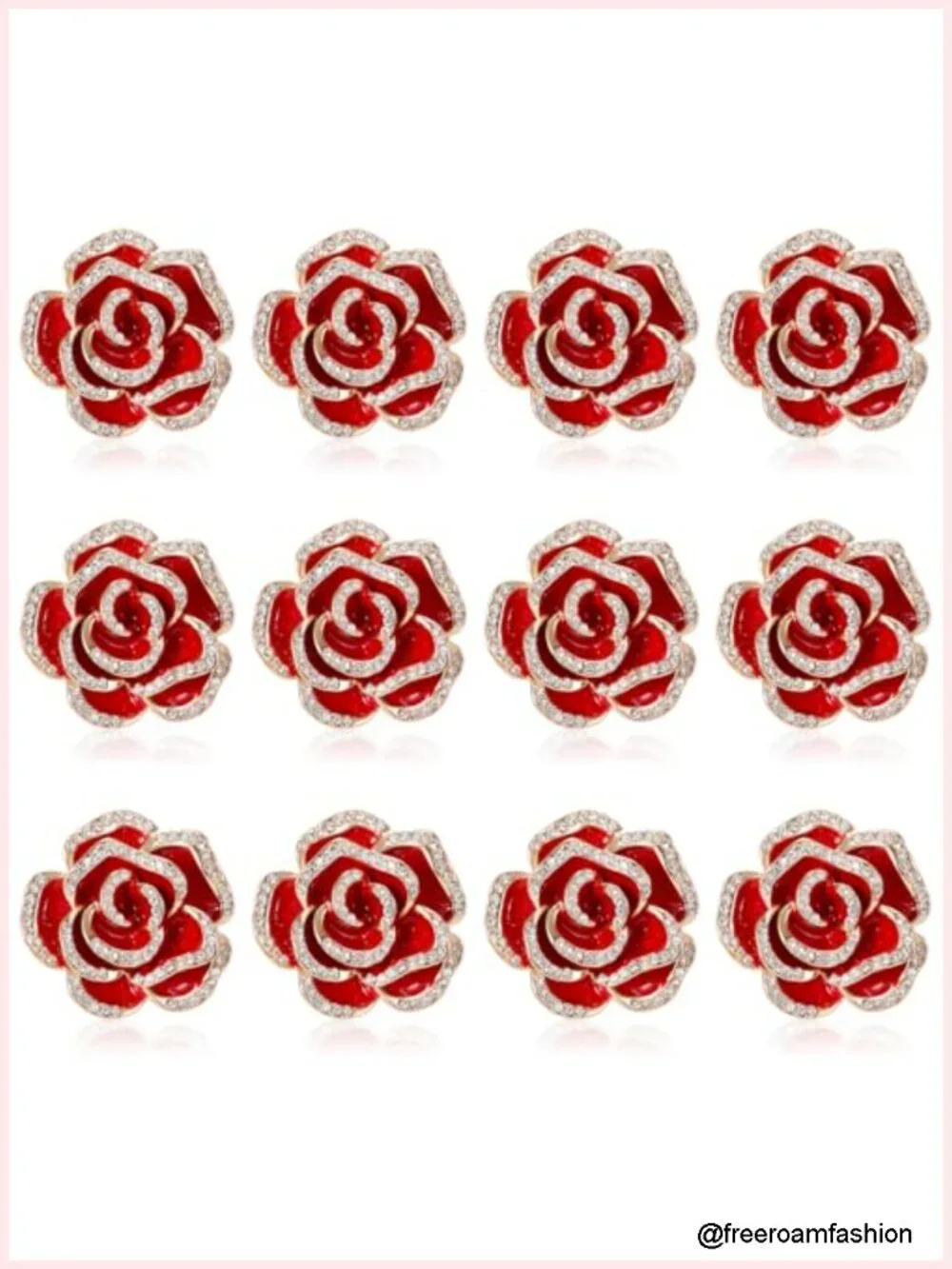 12 Pcs Crystal Rhinestone Brooches for Women, Zinc Alloy Electroplating,